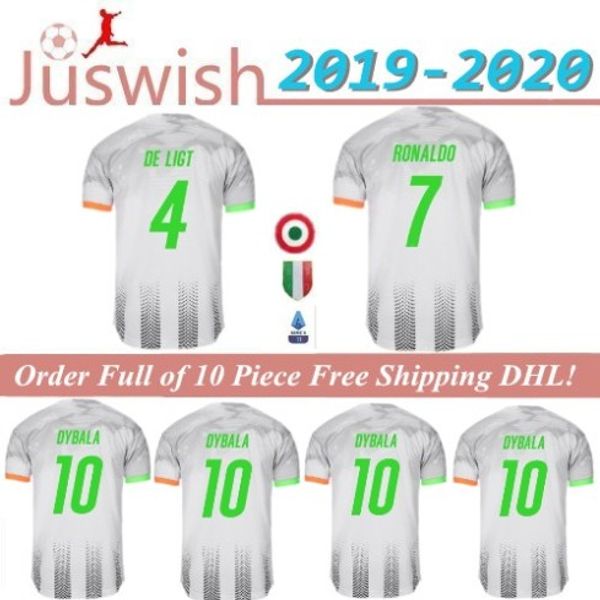 

juventus 7 ronaldo soccer jerseys 4 de ligt 10 dybala buffon rabiot higuain d.costa men 2020 home away juve football shirt, Black;yellow