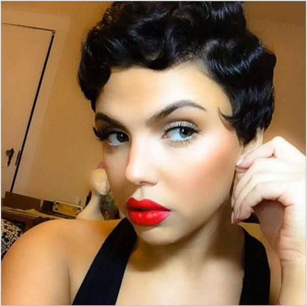 Short Hair Wigs Retro Shanghai Fashional Style Water Wave Natural