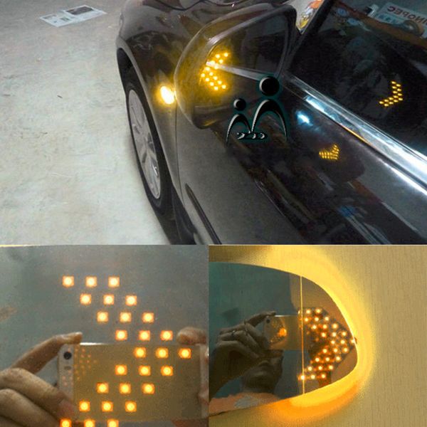 

car-stying 1x universal car vehicle arrow lights indicator led 14 led 3528smd rearview mirror side turn signal light