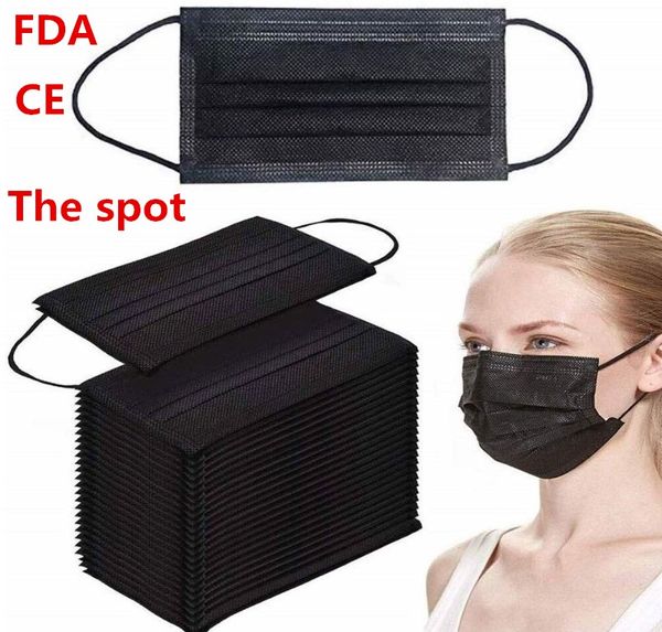 

wholesale stock disposable face masks with elastic ear loop 3 ply black cotton mouth face masks for blocking dust air pollution protection3m