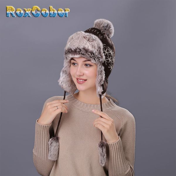 

roxcober winter new rice flag earmuffs bomber hats thickened ear flaps hat earflap caps balaclava bomber hats for women cap, Blue;gray
