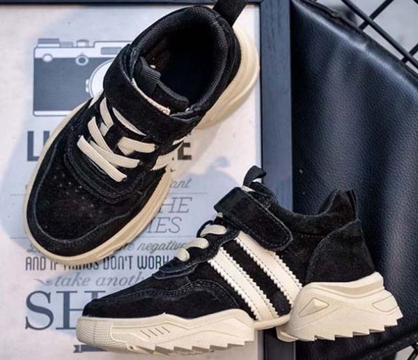 

classic sneaker chaussures enfants fashion smart triple kids shoes platform leather shoes air chaussures shoes011 px25, Black;red