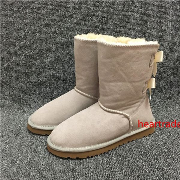 

новые модные дизайнерские сапоги женские зимние сапоги 2-bow back decoration australian style cow suede leather winter lady outdoor boots br