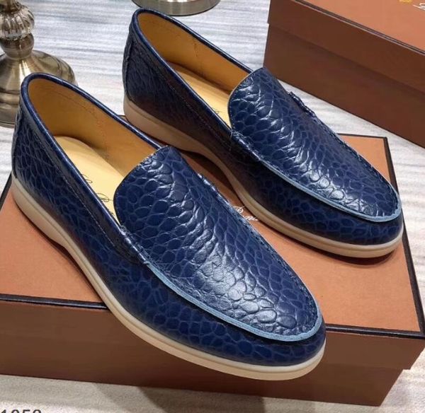 Loro Piano Leather Linuine Crack Walk Shoes Mens Luxury Designer Leopard Print Flats Triv