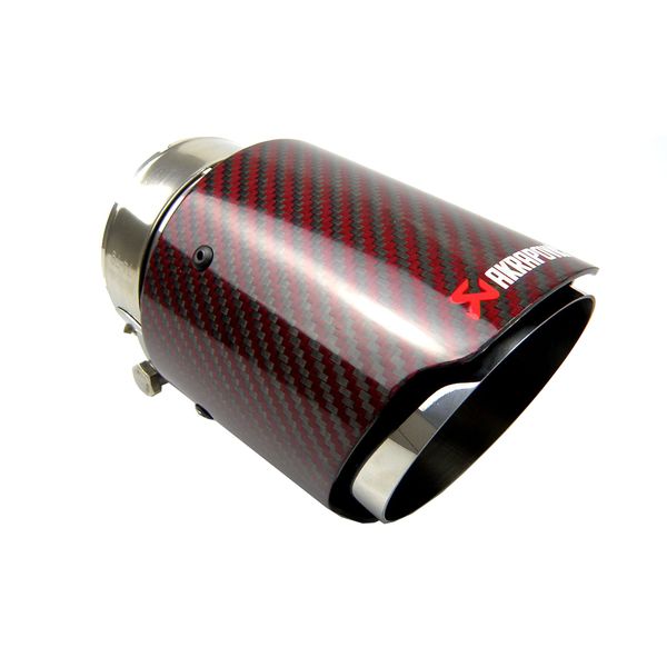 

kipalm 1pc akrapovic glossy red carbon fiber car universal exhaust pipe tail end tip muffler tip straight edge for bmw benz audi vw
