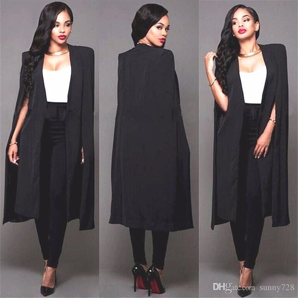 

2017 elegant ol long trench coats autumn black white long suits fashion long cape ing