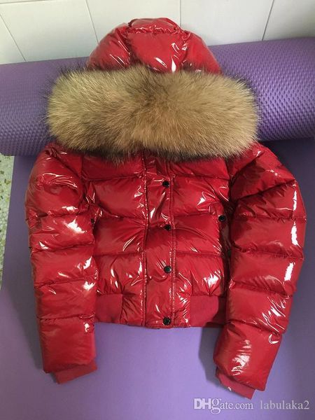 

brand women down jacket thickening short down parkas 100% real raccoon fur collar hood down coat, Black