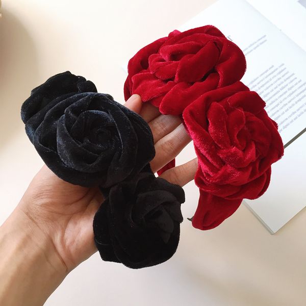 

ssy winter new fashion hair jewelry for women velvet wide edge elastic headband korea sweet knot velvet hairband, Golden;white