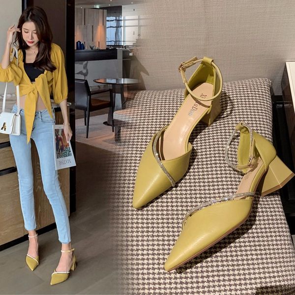 

strappy heels fashion pointed women's shoes, Black