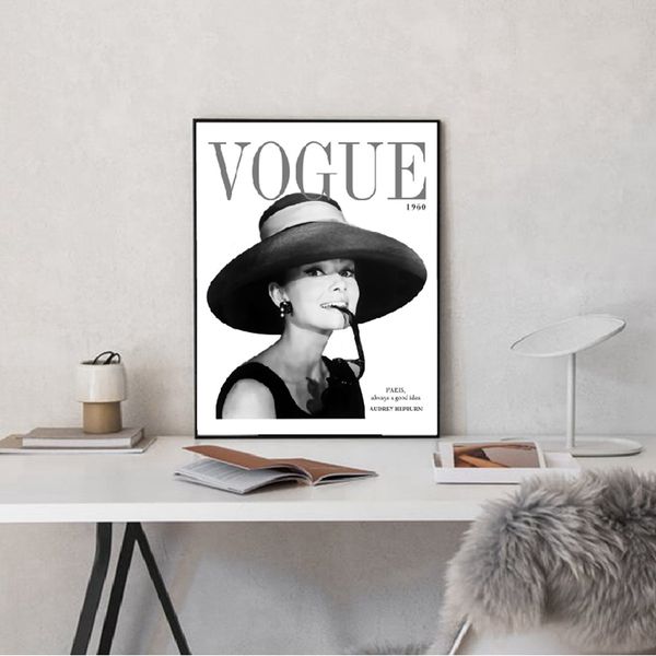 

vogue 1960 cover audrey hepburn bubble canvas art print and poster fashion p painting wall pictures living room decor