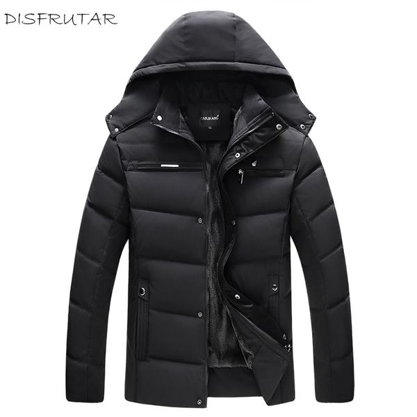 

winter warm duck down jacket 2018 man casual comfortable fashion solid wool liner coat jacket three colors l-4xl, Black