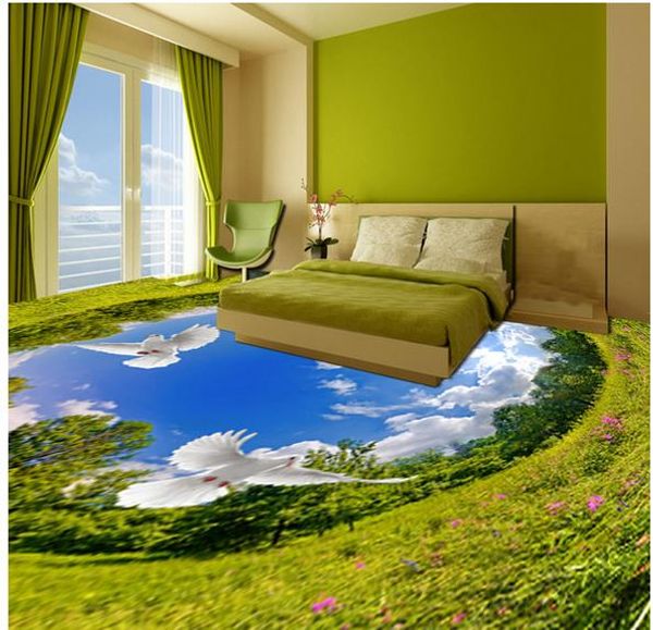 

3d paradise heaven and earth floor waterproof wallpaper for bathroom wall