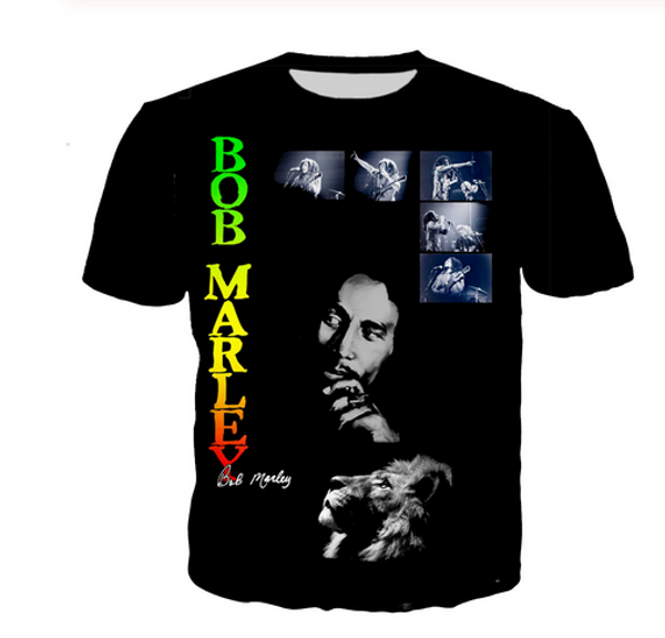 

fashion men/women singer bob marley smokin harajuku summer style funny 3d print casual t-shirt h263, White;black