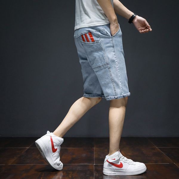 

summer fashion casual men jeans shorts blue color large size -7xl printed pocket designer short jeans men hip hop denim shorts