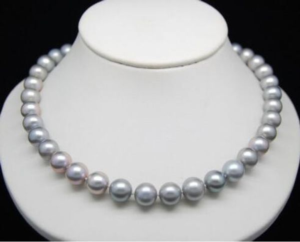 

9-10mm south sea natural gray pearl necklace 17.5 inches gold, Silver