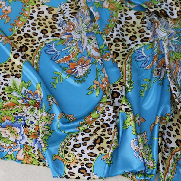 

africa flowers leopard patchwork fabric satin printed fabric tissu, Black;white