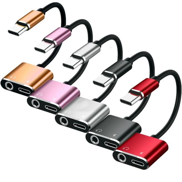 Tipo C OTG adaptador USB Tipo C para 3.5mm conversor USB-C Fast Charge adaptador de fone de ouvido Jack Adapter Headphone carregamento conector do cabo