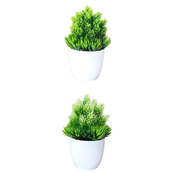 

set of 2 simulation plastic mini potted plants fake plants for kitchen