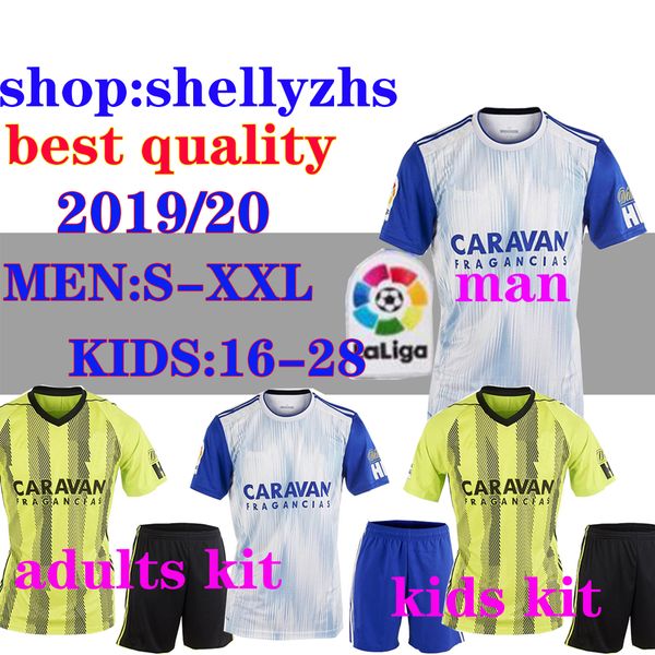 

19 20 real zaragoza kids soccer jerseys home away child man soro gual vazquez eguaras papunashvili camiseta de fÃºtbol 2019 jersey shirts, Black