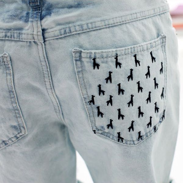 

shorts for women shorts for women cotton casual plus size 4xl mid short dog embroidery holes pockets knee length denim shorts, White;black