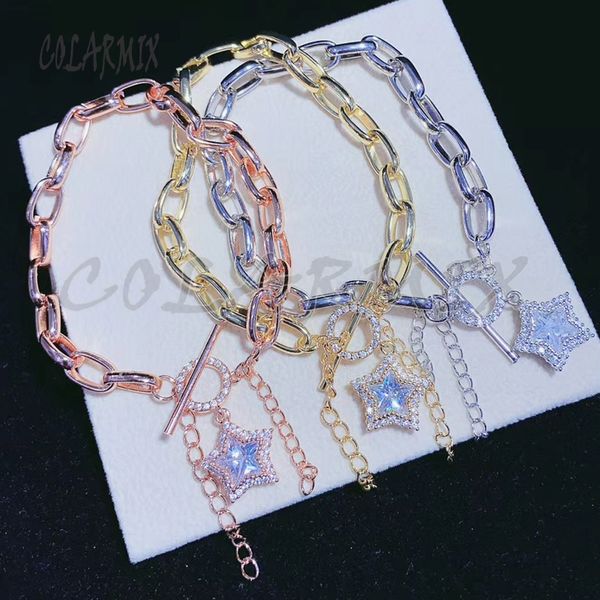 

5 pcs ot clasp bracelets with crystal star charm bracelets crystal charm fashion accessories jewelry for women 50743, Black