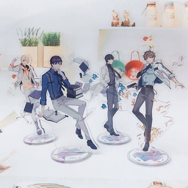 

game love and producer keychain bai qi li zeyan ares zhou qiluo cute fun cartoon acrylic key chain jewelry accessories llaveros, Slivery;golden