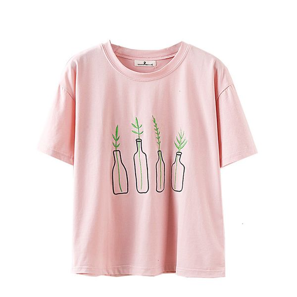 

женщины топы женщины дизайнер tshirts новые женщины harajuku бутылки растения шаблон вышивки тенниски хлопка с коротким рукавом весёлые слад, White