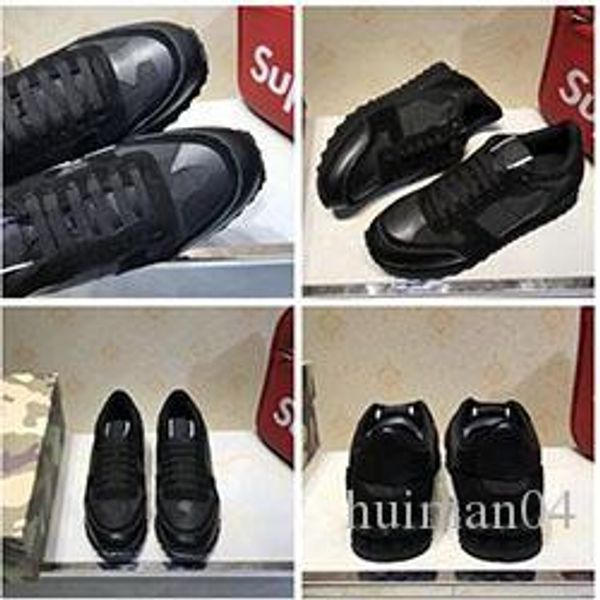 

fashion rock and runner sneaker shoes camouflage leather leisure studded man sports camo rock runner outdoor brand trainers e0413, Black