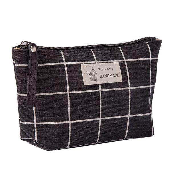 

designer- women plaid travel cosmetic bag makeup bag handbag female zipper purse small cosmetics make up bags travel beauty organizer #29987, Blue;pink