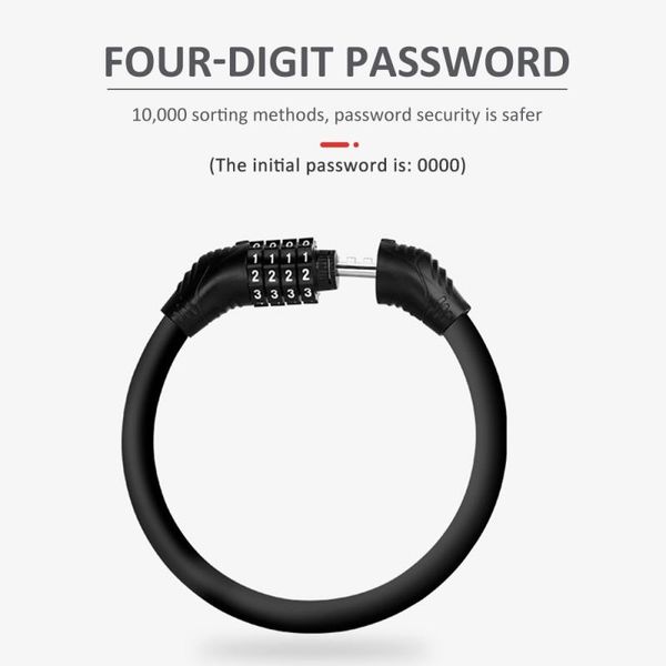 Cable Anti-Theft Bicycle Lock Bike Accessories Scooter Safety 4 Digit Code