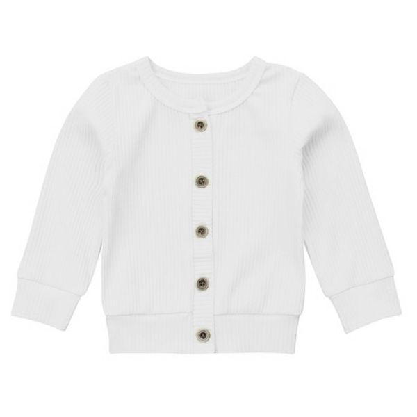 

children knitted coat solid color all-match casual round collar long sleeve baby girl clothes 0-24m newborn baby clothes, White