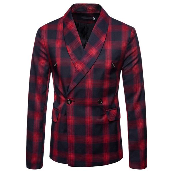 

winter new brand lapel fashion plaid blazer men casual long sleeve large lattice jacket slim fit, White;black