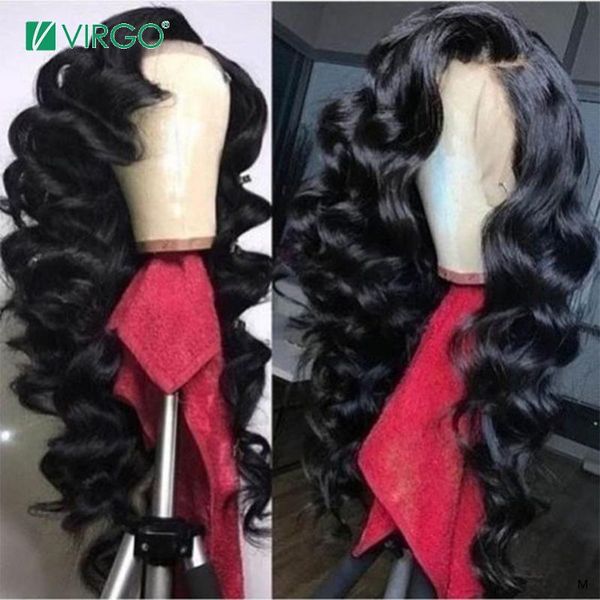 

virgo loose wave lace front wig 13x4 lace front human hair wig for black woman middle brazilian 150% density 100%remy 10-24 inch, Black;brown