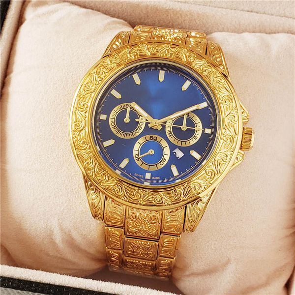 

gold men fashion watch wholesale price stainless steel engraved design watches quartz movement male sport wristwatch watch clock, Slivery;brown