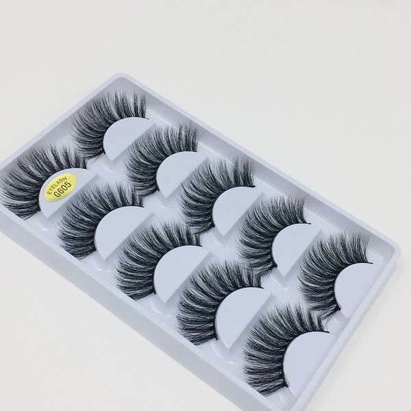 

luxury 5 pairs mink false eyelashes set thick natural long reusbale handmade fake lashes mink fur hair 8 models dhl free