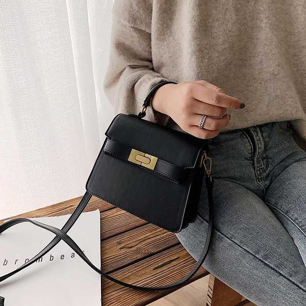 

girls fashion small square bag 2020 new simple wild handbag casual one-shoulder diagonal ladies bag brown black