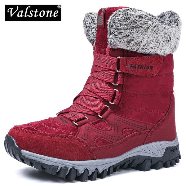 

valstone mid-теленок зимние ботинки женщин теплые ботинки keep снегоступы противоскольжения леди зимние кроссовки плюшевые обувь 4 цвета плю, Black