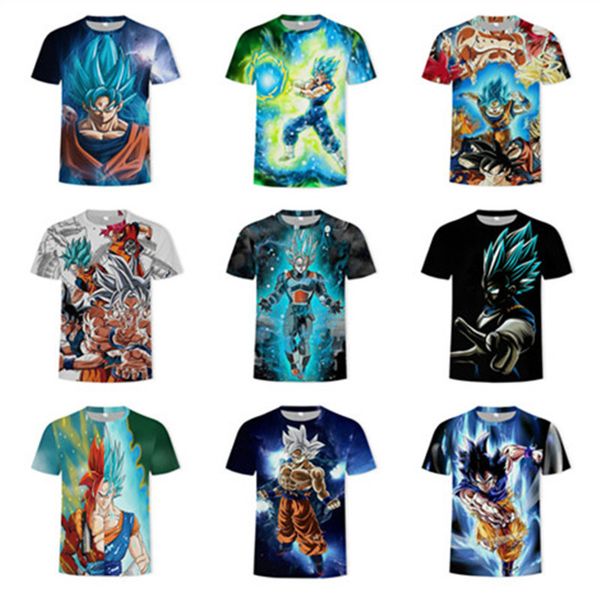 

mens designer dragon ball series 3d digital printing round collar short sleeve t-shirt t, White;black