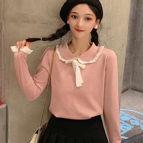 

new women sweater autumn winter clothes slim all-match elastic knit pullover cute women sweaters korean femme jumper l, White;black