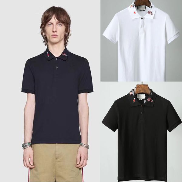 2019 Italien Designer-Poloshirt-T-Shirts Marke Snake Bee Blumenstickerei Herren-Polos High Streetwear