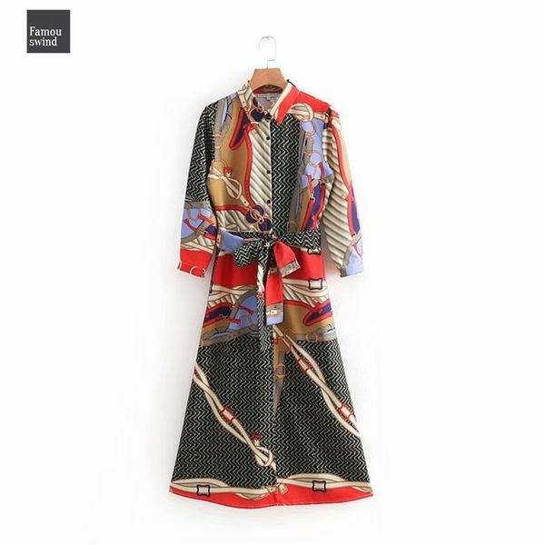 

vintage dresses shirtdress printing party loose three quarter sleeve bow tied sashes long dress vestidos women chic ds1165 designer clothes, Black;gray