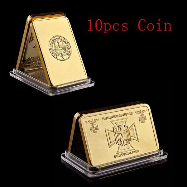 

10pcs 24k german eagle 1 ounce deutsche bundesrepublik deuschland iron cross bar 1oz germany 999 gold plated souvenir coin