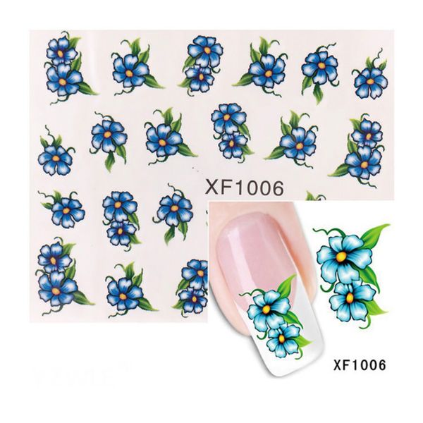 

1 pcs blue flowers diy nail stickers flowers plants nail polish silver color long-lasting polish girl cute decoration