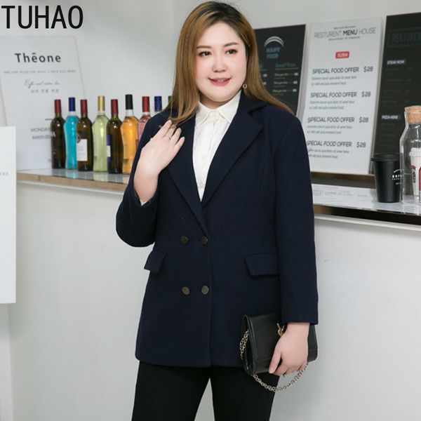 

women's wool & blends tuhao winter office lady thick warm woolen blend coats formal jackets women plus size 9xl 8xl 7xl 6xl outerwears, Black