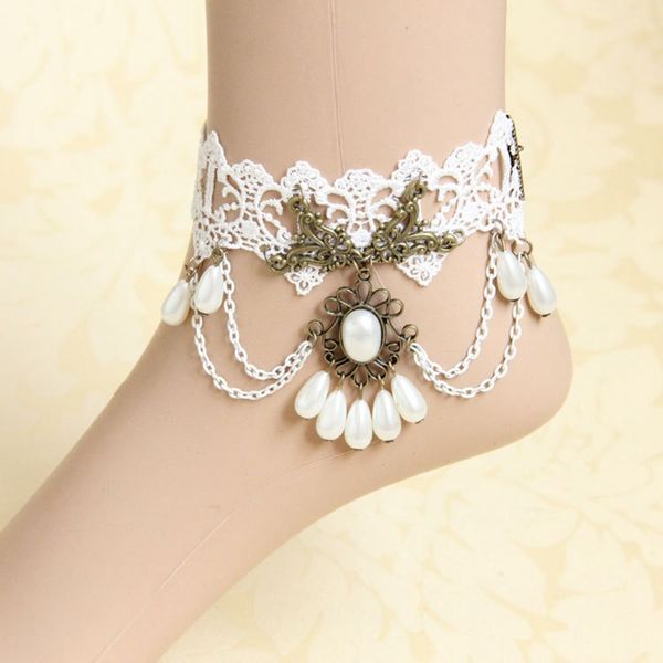 

white bride lace anklet anklet original design women's jewelry gift, Red;blue