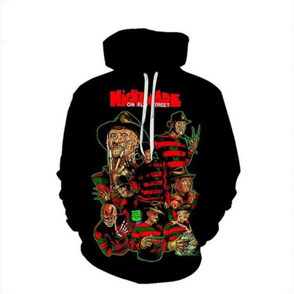 

горячая мода мужчины толстовка фильмы ужасов 3d hd печать повседневный толстовки толстовка парой костюмы женщина толстовка pr0131, Black