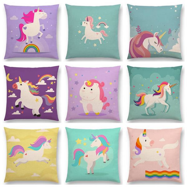 

супер милый мультфильм unicorn лаки фетиш радуга sky moon sun stars облака цветы красочные подушка обложка ницца наволочка
