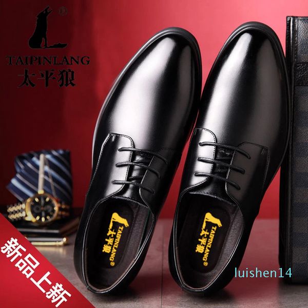 

2019 new fashion business dress men shoes classic leather men's suits shoes fashion lace-up dress shoes men oxfords l14, Black