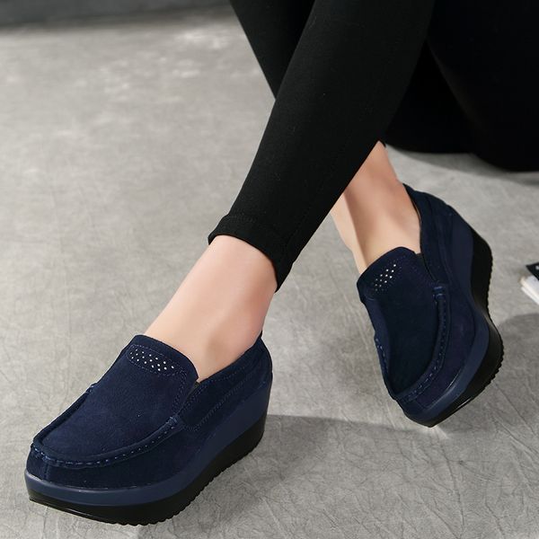 

spring women flats shoes platform women sneakers slip on ladies flats leather elegant shoes mocassin loafers creepers 2019 new y190704, Black