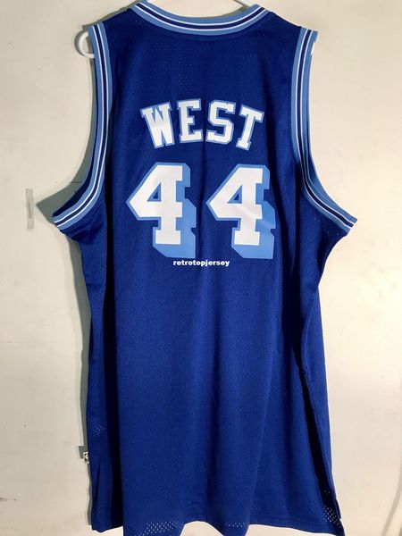 

ncaa retro jersey #44 jerry west blue hwc mens stitched vintage sleeveless vest jerseys, Black;blue